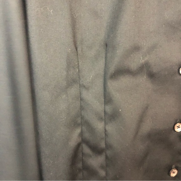 ColdWater Creek Women’s Blouse Classic Black Fitted Shirt Tail Hem French Cuff - Picture 7 of 8